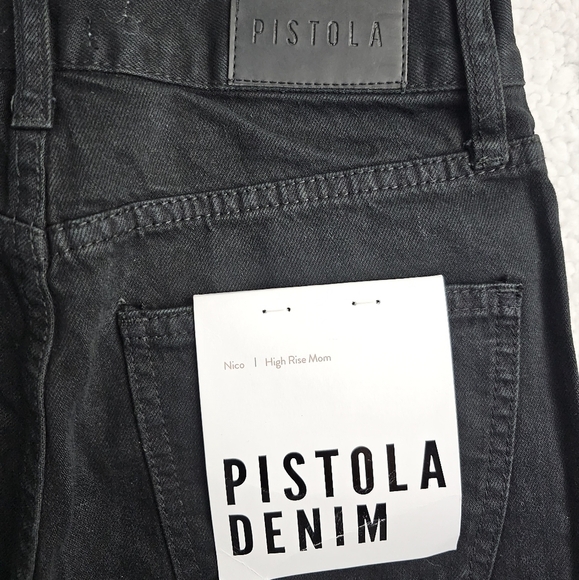 🆕️Pistola Embellished Rhinestone High-Rise Straight Legged Black Jeans Size 24 - Picture 5 of 11